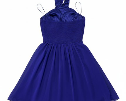 New Look Royal Blue Halter Neck Pleated Mini Dress