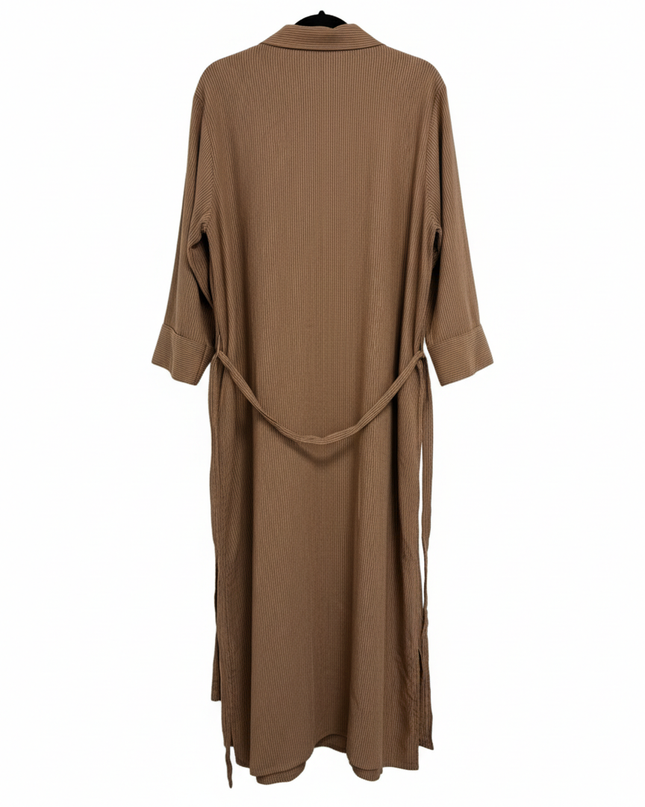 M&S Collection Brown Striped Linen Blend Shirt Dress