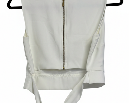 Danoff White Sleeveless Tie-Waist Crop Top