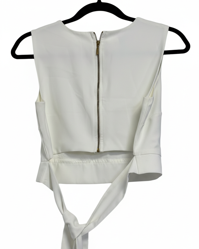 Danoff White Sleeveless Tie-Waist Crop Top