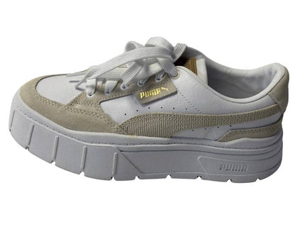 Puma White Mayze Stack Leather Platform Sneakers