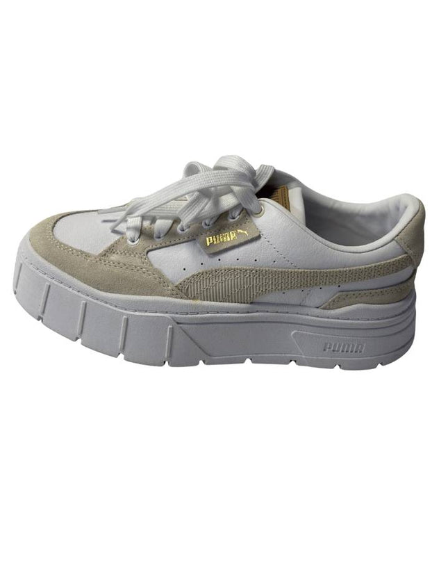 Puma White Mayze Stack Leather Platform Sneakers