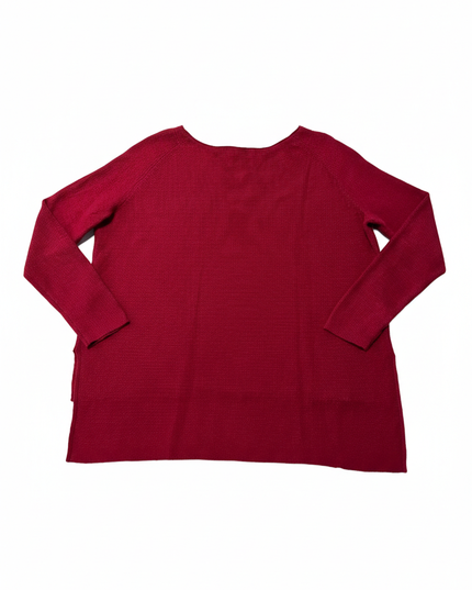 Tommy Hilfiger Denim Red Textured High-Low Pullover Sweater
