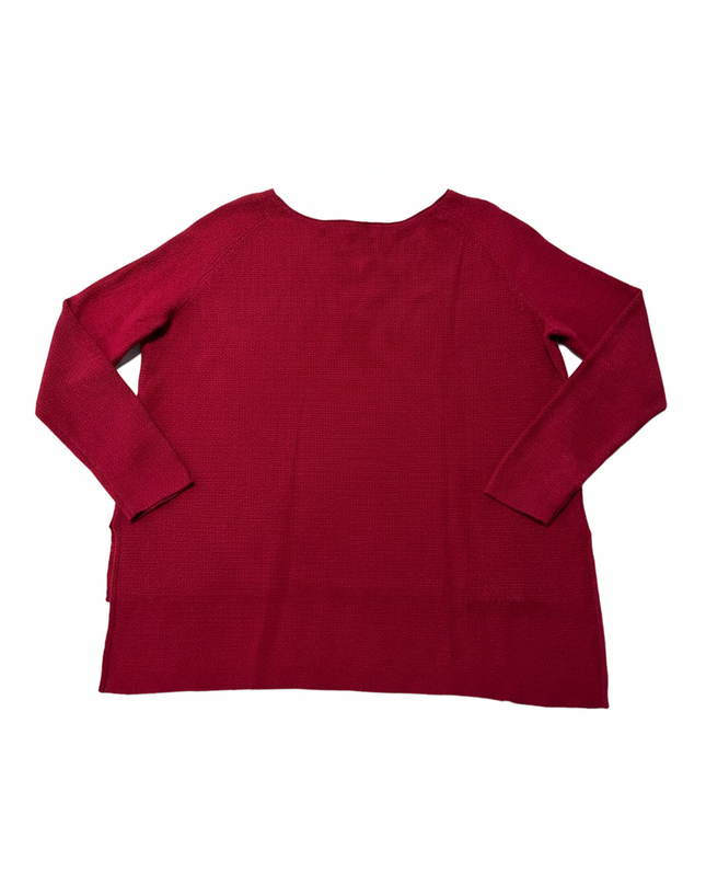 Tommy Hilfiger Denim Red Textured High-Low Pullover Sweater