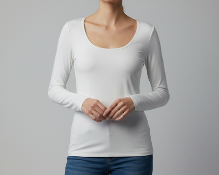 XOXO White Long Sleeve Scoop Neck Basic Top
