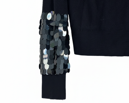 Zara Black Sequin Sleeve Knit Sweater