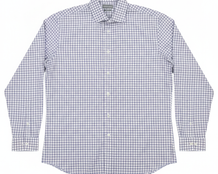 Michael Kors Purple and White Plaid Slim Fit Button Down Shirt