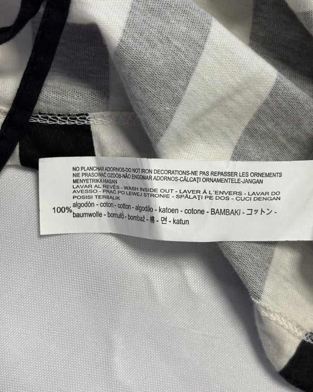 Zara Trafaluc Black and White Striped Embroidered Crop Top