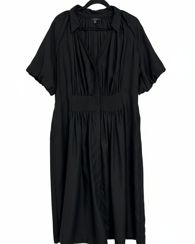 NEXT Black Collared Short Sleeve Midi Dress