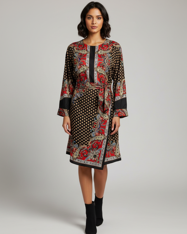 Zara Multicolor Paisley Print Wrap Mini Dress