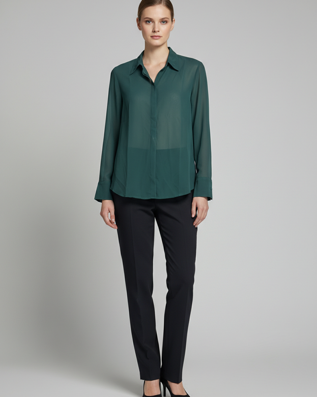 Abercrombie & Fitch Green Button-Up Long Sleeve Shirt