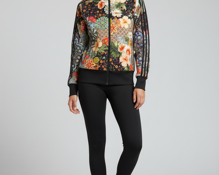Adidas Multicolor Floral and Paisley Print Sports Track Jacket