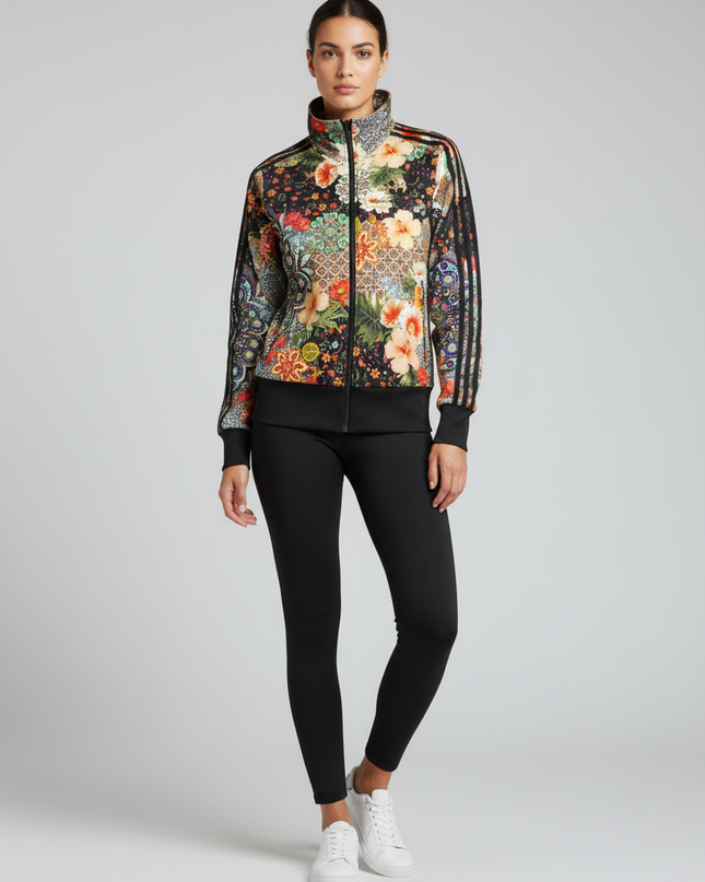 Adidas Multicolor Floral and Paisley Print Sports Track Jacket