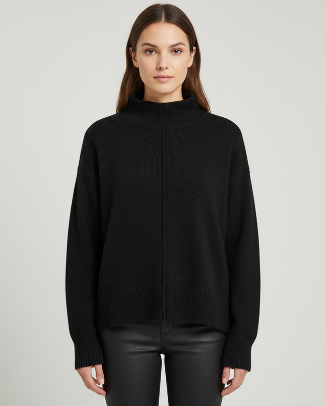 Cotton:On Black Mock Neck Seam Detail Sweater