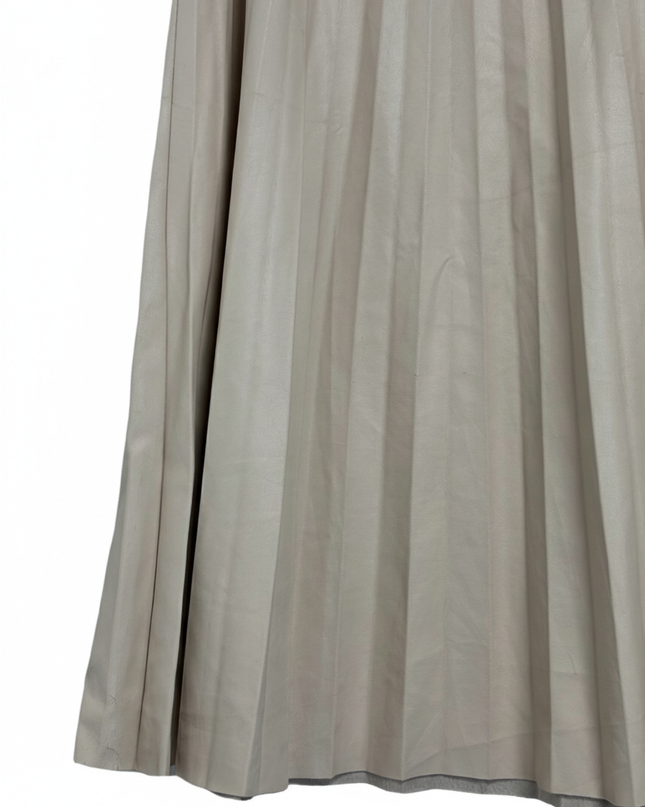 Primark Beige Faux Leather Pleated Midi Skirt