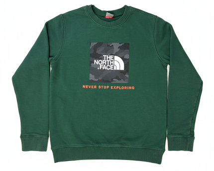 The North Face Green Graphic Box Logo Youth Crewneck Sweatshirt