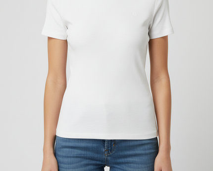 Ralph Lauren White Ribbed Crew Neck T-Shirt