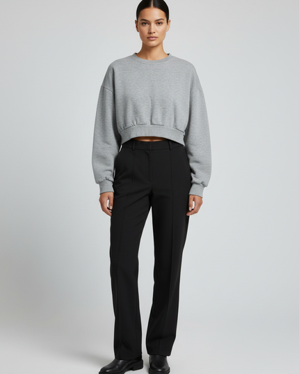 Factorie Grey Cropped Sweatshirt