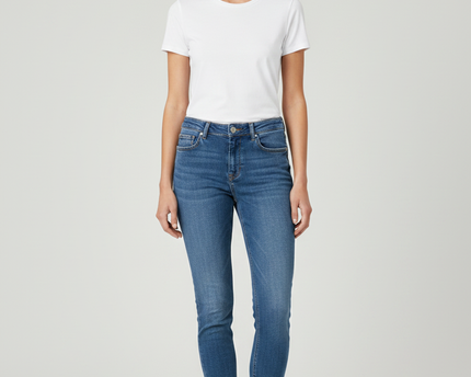 Zara Blue Mid-Rise Skinny Jeans