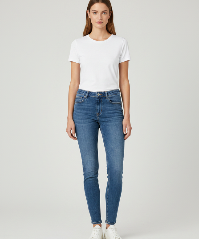 Zara Blue Mid-Rise Skinny Jeans