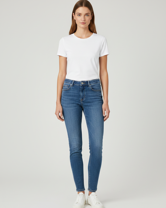 Zara Blue Mid-Rise Skinny Jeans