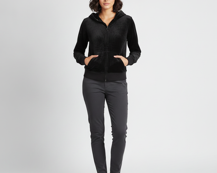 Juicy Couture Black Velour Zip-Up Hoodie