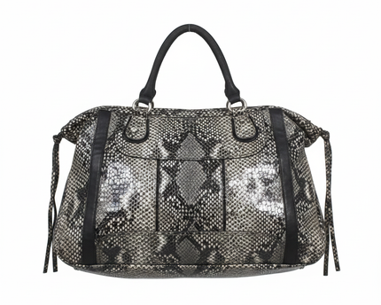 Guess Grey/Black Snakeskin Pattern Satchel Handbag