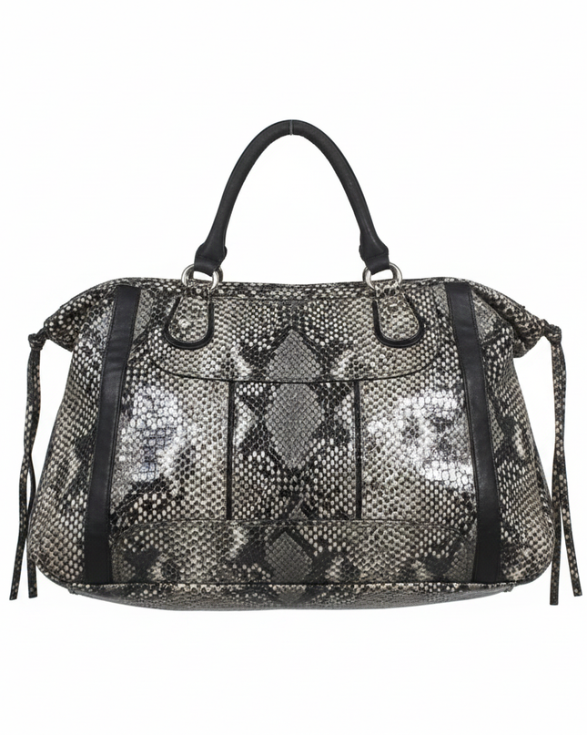 Guess Grey/Black Snakeskin Pattern Satchel Handbag