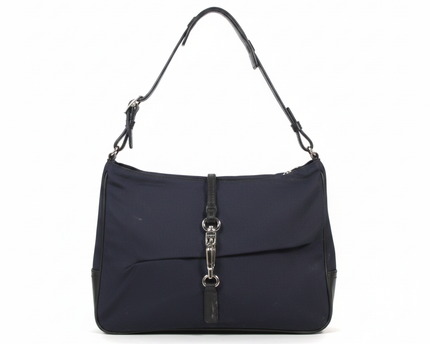 Coach Navy Nylon and Leather Shoulder Bag