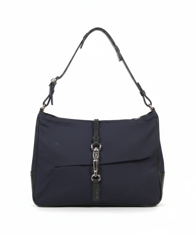 Coach Navy Nylon and Leather Shoulder Bag