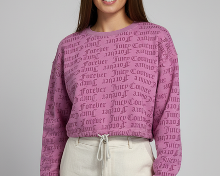 Juicy Couture x Forever 21 All-Over Print Cropped Pink Sweatshirt