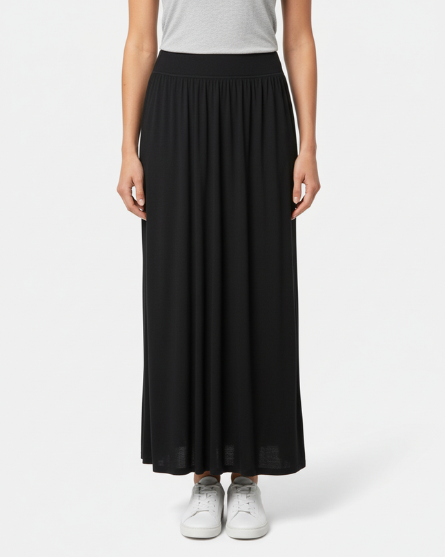 Ralph Lauren Solid Black Flowy A-Line Maxi Skirt
