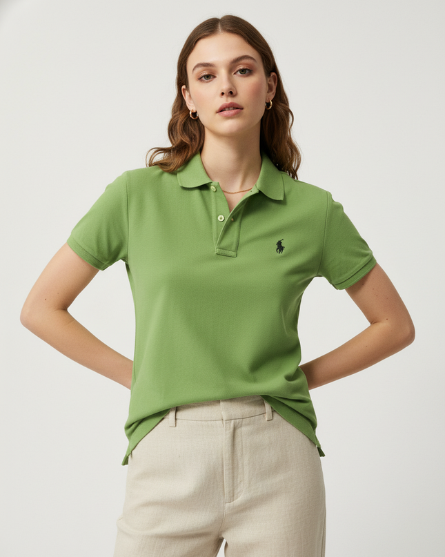 Ralph Lauren Short Slim Fit Lime Green Pique Polo Shirt