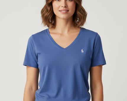 Ralph Lauren Light Blue V-Neck Cotton T-Shirt