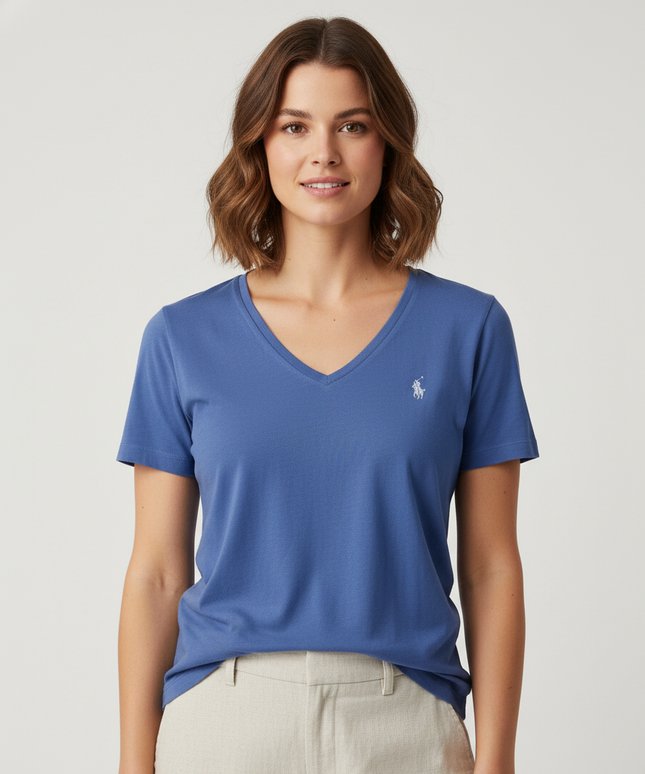 Ralph Lauren Light Blue V-Neck Cotton T-Shirt