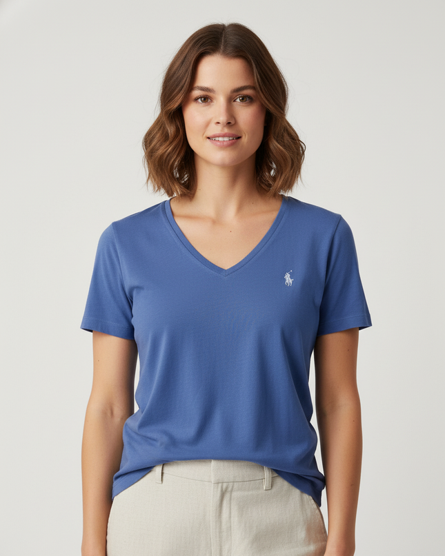 Ralph Lauren Light Blue V-Neck Cotton T-Shirt
