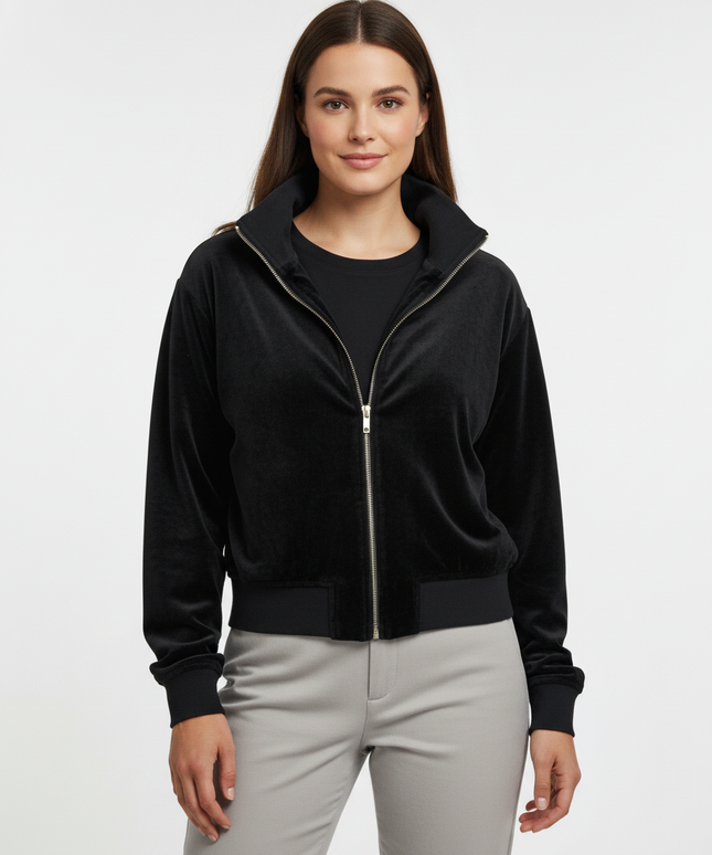Juicy Couture Black Label Velour Zip-Up Black Track Jacket