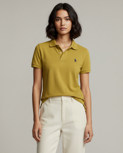 Ralph Lauren Skinny Fit Mustard Yellow Piqué Polo Shirt