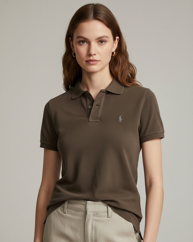 Ralph Lauren Skinny Fit Olive Green Piqué Polo Shirt