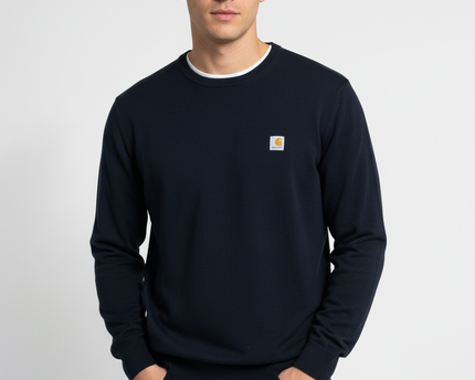 Carhartt Navy Blue Crewneck Knit Pullover Sweater - Long Sleeve