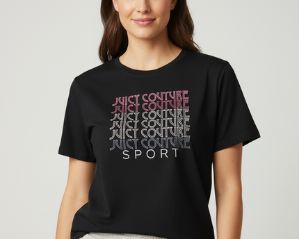 Juicy Couture Sport Black Multi-Logo Graphic T-Shirt