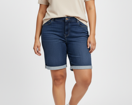 Juicy Couture Classic Blue Cuffed Denim Bermuda Shorts