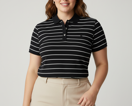 Ralph Lauren Golf Classic Fit Striped Black & White Polo Shirt