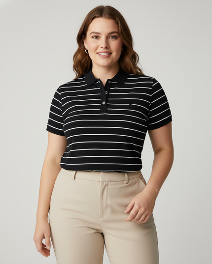 Ralph Lauren Golf Classic Fit Striped Black & White Polo Shirt