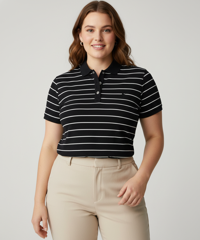 Ralph Lauren Golf Classic Fit Striped Black & White Polo Shirt