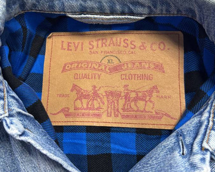 Levi's Blue Plaid-Lined Denim Trucker Jacket