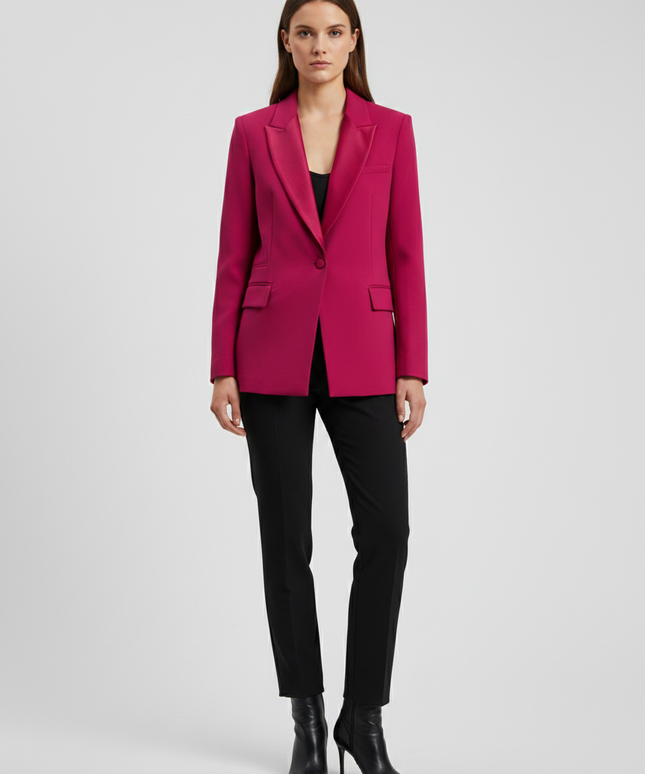 Zara Pink Satin Lapel Tailored Blazer
