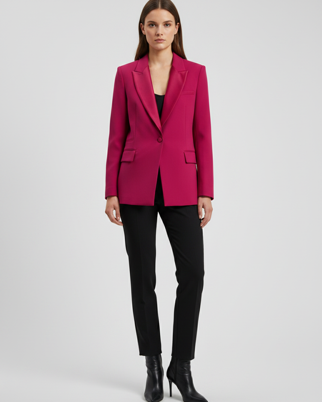 Zara Pink Satin Lapel Tailored Blazer