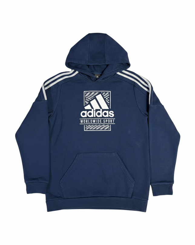 Adidas Navy Blue Graphic Worldwide Sport Hoodie