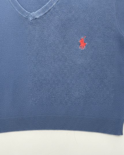 Polo Ralph Lauren Navy Blue V-Neck Pima Cotton Sweater